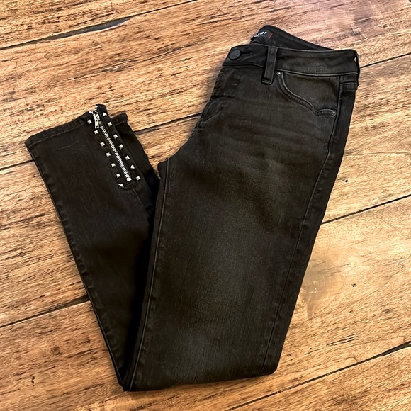 Dear John Black Skinny Jeans with Zipper Studded Hem.  Size 26 - Picture 1 of 4